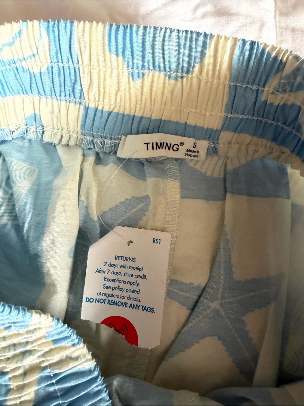 Timing Blue & Cream Starfish Shell Print High-Waist Shorts - Picture 7 of 7